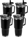 HASLE OUTFITTERS 30oz Tumbler Bulk with Handle, Insulated Travel Coffee Mug Set with Handle Leak-Proof Double Wall Stainless Steel Vacuum Tumblers Pack Metal Cup for Hot and Cold Drink