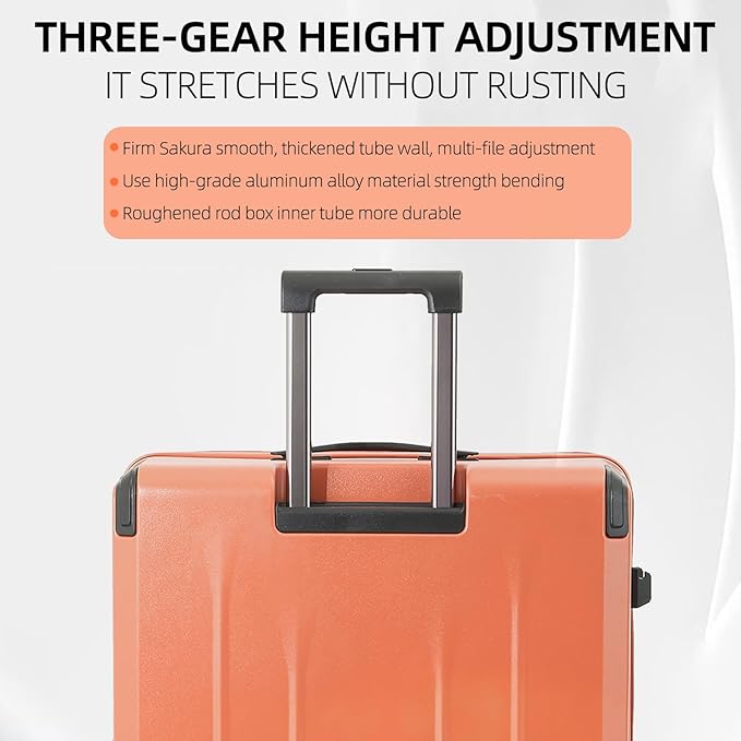 Carry On Luggage, 20Inch & 29 Inch Top Opening Airline Approved ABS+PC Hard Shell Suitcases with Silent Wheels, TSA Lock,Front Pocket and Wet-dry Separated Six-piece Set (AD Orange, 20Inch & 29 Inch)