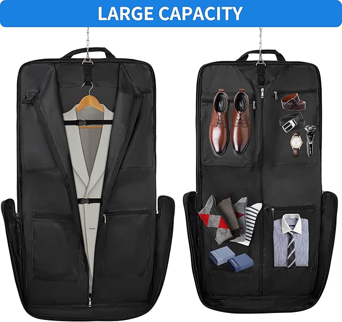 AKOZLIN Travel Luggage Garment Bag Foldable Hanging Suit Bag with Shoulder Strap For Men Women Business Grey