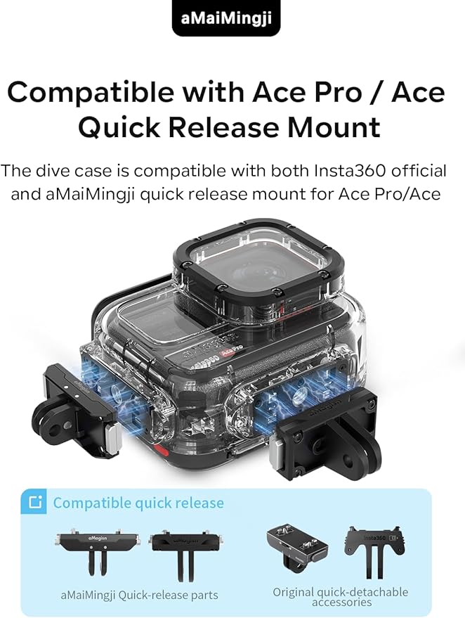 Underwater Dive Case for Insta360 Ace Pro/Ace, 60M/196FT Waterproof Case, Protective Diving Water Housing Cover Shell for Insta360 Ace Pro Action Camera, for Insta360 Ace Pro Accessories