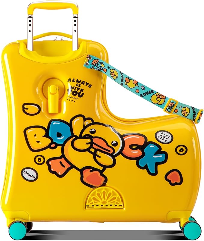 Kids' Lightweight Ride on Luggage with Spinner Wheels & Foldabe Design (Yellow Green Mint, 24"+ Aged 3-12 Toddler)