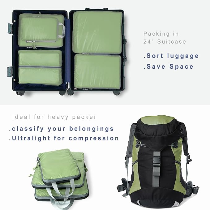 BAGAIL 6 Set Ultralight Compression Packing Cubes Packing Organizer for Travel Accessories Luggage Suitcase Backpack