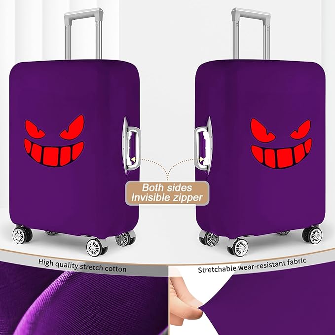 Travel Luggage Cover Thicker Spandex Suitcase Protector Elastic Washable Baggage Covers (M (for 23-24 inch luggage), Purple Eye)