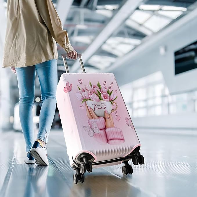 Travel Luggage Cover Suitcase Protector Fits 18-32 Inch Wheel Covers PatternedTravel Related Items Flower Luggage Protector Elastic XL