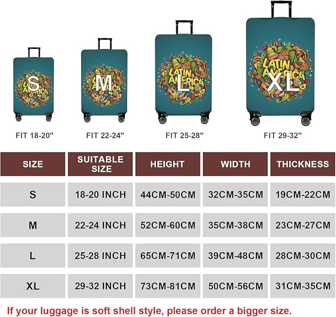 WUJIAONIAO Travel Luggage Cover Baggage Suitcase Cover Protector Skins 18-32 Inch (US-Area, L (for 25-28 inch luggage))