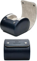 Blue/Ivory - 1 Watch Travel Case for Men - Single Watch Case Storage - Gift Idea Travel Accessory - Midnight Blue/Ivory - Mirage Watch Roll Cases Vegan Leather