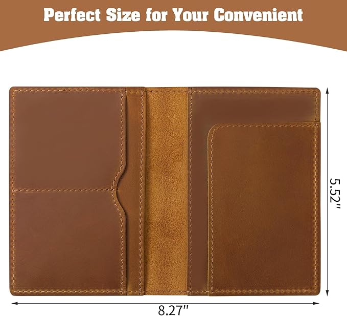 Jack&Chris Leather Passport Holder, Handmade Passport cover, Travel Wallet Cover Case for Men and Women, Leather Travel Documents Organizer Protector, JC107