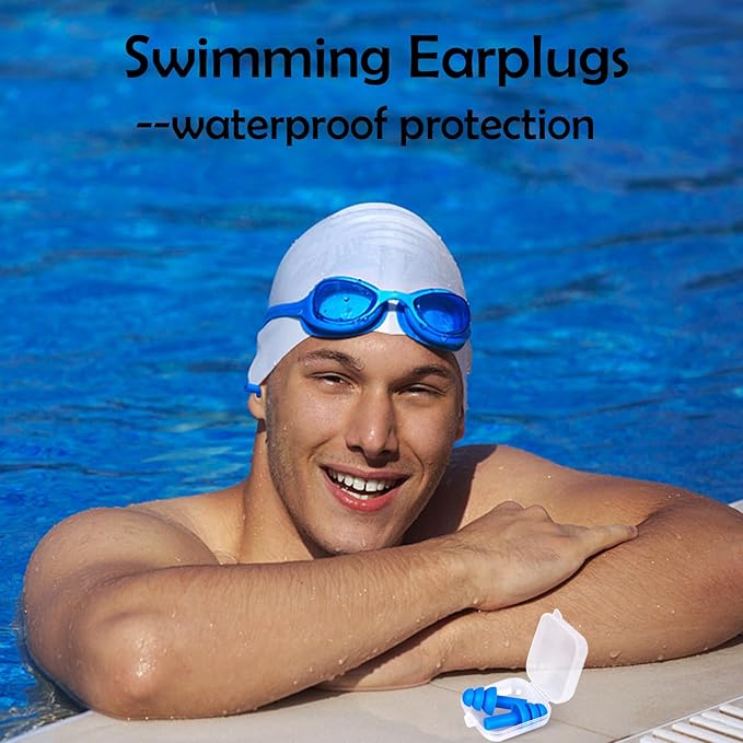 100 Pairs Ear Plugs for Sleeping Noise Cancelling, Reusable Silicone Sound Blocking Earplugs, Waterproof Noise Reduction Ear Plugs for Shooting, Swimming, Concerts, Snoring