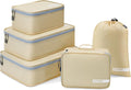 Cipway 5 Set Packing Cubes for Travel Suitcase Organizer for Accessories Luggage Carry On Suitcase Lightweight Vanilla Cream