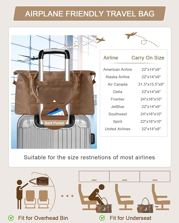 Birthday Graduation Gifts for Daughter,Initial Travel Duffel Bag Sports Gym Bag for Girls Teen Kids Birthday Gifts,Personalized Weekender Bag Carry On Tote Bags Cute Overnight Bag for Women(Brown, J)
