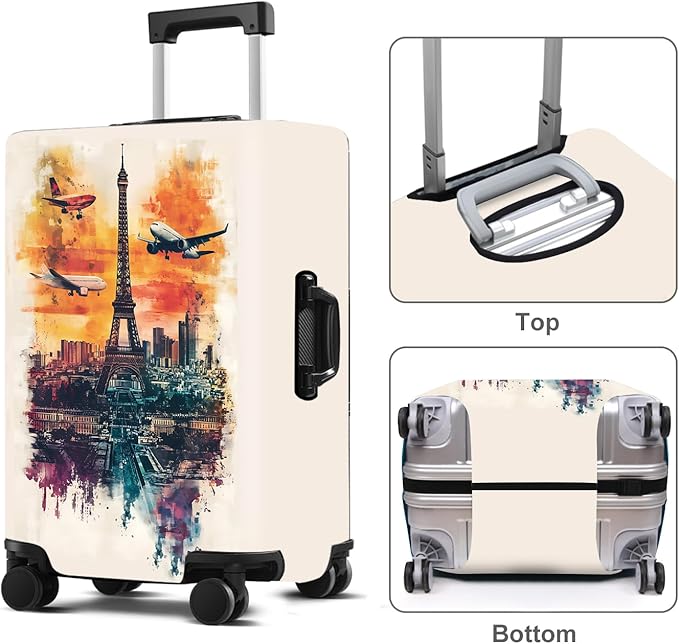 Luggage Cover Washable Suitcase Protector Anti-scratch Suitcase cover Fits 20-34 Inch Luggage (Tower-1, S(20-22inch suitcase))