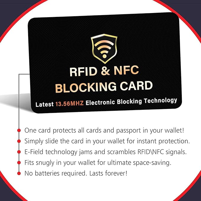 SaiTech IT 50 Pack RFID Blocking Card, One Card Protects Entire Wallet Purse, NFC Contactless Bank Debit Credit Card Protector ID ATM Guard Card Blocker–(Black)