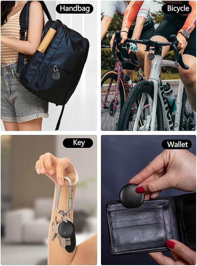 Tracker Tags, Item Finder Work with Apple Find My (iOS Only), Tracking Device Locator Smart Tag for Luggage, Keys, Wallet, Bike, Pets, Bags (Black, 1 Pack)