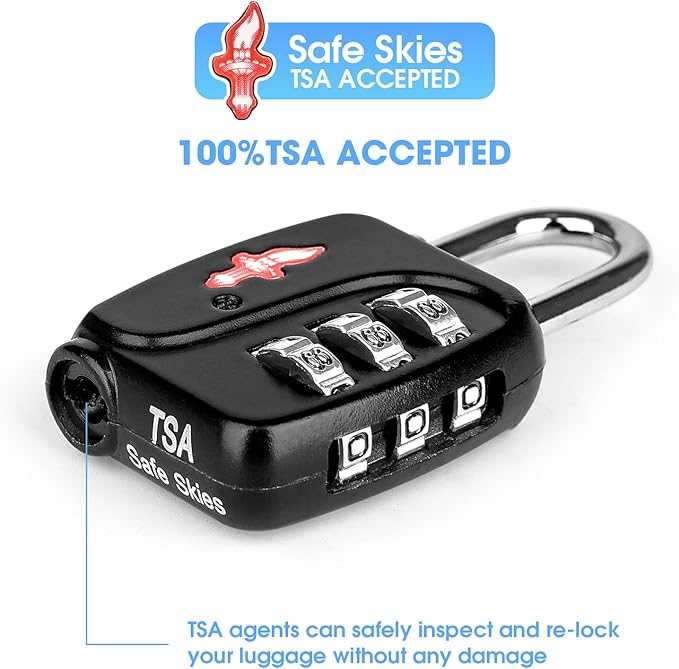 TSA Locks 2-Pack - Easy-to-Remind Combo Locks for Kids & Seniors, Zinc Alloy Travel Locks for Luggage, Gym Lockers, School Backpacks, TSA Approved (54g Ultra Lightweight, 2.36in Compact)