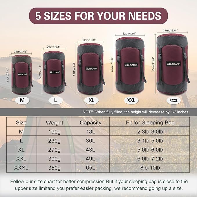 Outdoor Storage Stuff Sacks, Camping Gear Organizer (red, L)