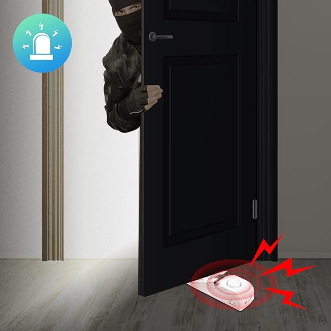 Door Stop Alarm, Door Stopper with 120DB Security Alarm, Floor Wedge Doorstop for Travel Apartment Home House (Pack of 2)