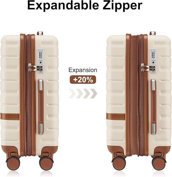 Luggage Sets 4 Piece with TSA Lock Hardside PC+ABS Carry On expandable Suitcase with Spinner Wheels Lightweight Rolling Travel Luggage Sets with YKK Zippers(Gray, 4 Piece Sets(14/20/DB/TB))