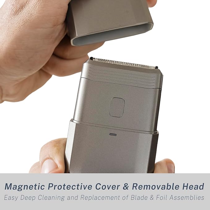 Electric Razors for Men Face - Compact Travel Electric Foil Shavers for Mens Bald Head - Small Portable Face and Head Shavers IPX7 Waterproof Wet and Dry, Dual-Action Blades and USB-C Rechargeable