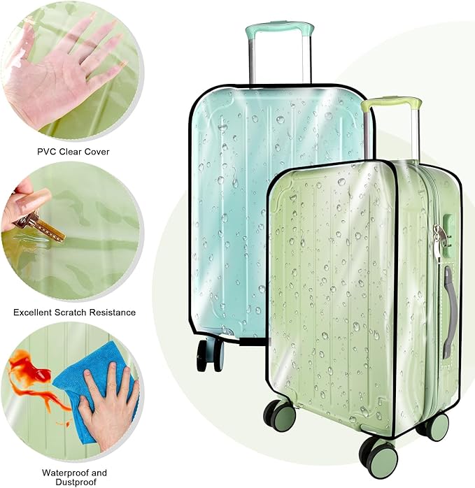 Thicken Clear Luggage Cover Protector, 24" PVC Luggage Covers for Suitcase Waterproof Dustproof Anti-scratch Travel Suitcase Covers Case for Wheeled Luggage