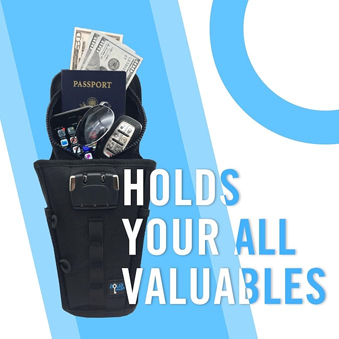 Aquavault | Flex Safe | Beach Chair Vault | Anti theft combination lock | 3 Digit Programmable lock | Water resistant, Slash Resistant and RFID Blocking (Black)