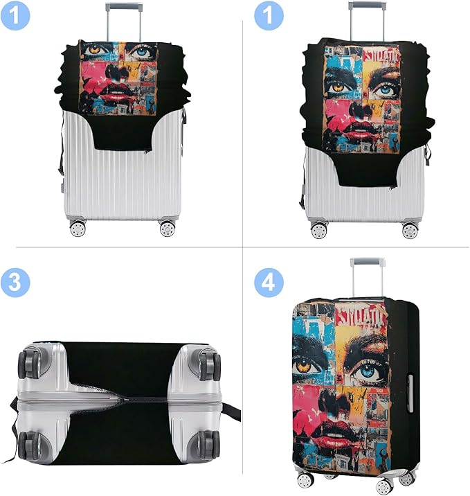 Luggage Cover Washable Suitcase Protector Anti-scratch Suitcase cover Fits 20-34 Inch Luggage (Girl-4, L(28-30inch suitcase))