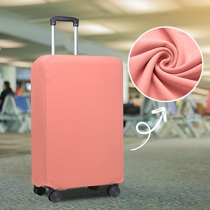 PATIKIL Luggage Cover, Suitcases Covers Elastic Carry on Cover Protector Washable Scratch-Resistant Fits 24-25 Inch Luggage for Travel Business Trips, Pink