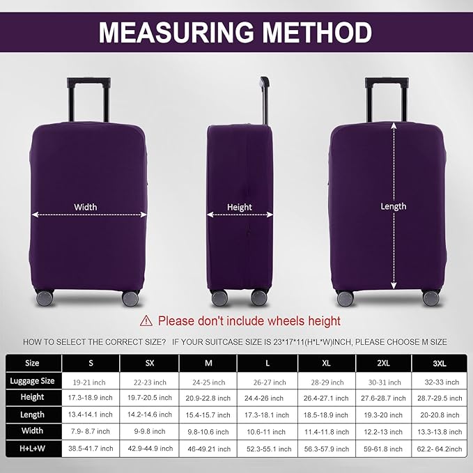 Travel Luggage Cover Suitcase Protector Scratch-Resistant Fit 19-31 Inch Suitcase, Not Included Suitcase (Purple, XL(28-29 inch))