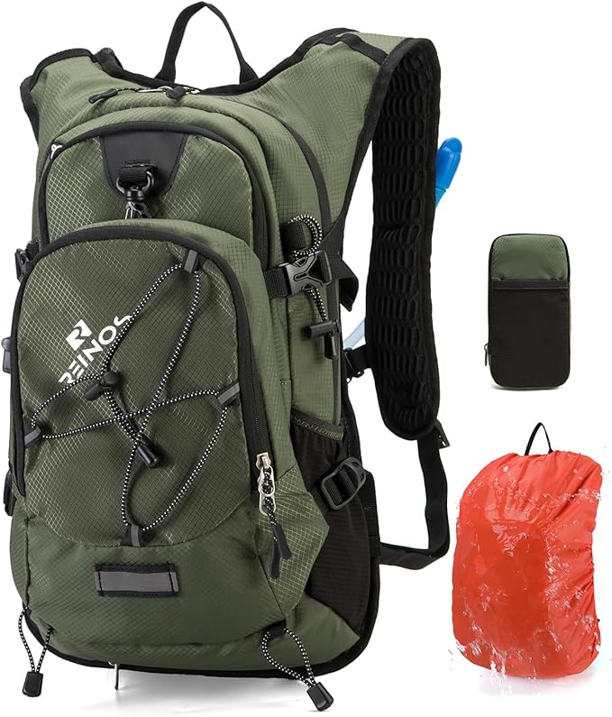 Hydration Backpack Pack with 2L Water Bladder 18L Hiking Backpack Women Men Lightweight Hydropack Insulated Daypack for Biking, Running, Festival
