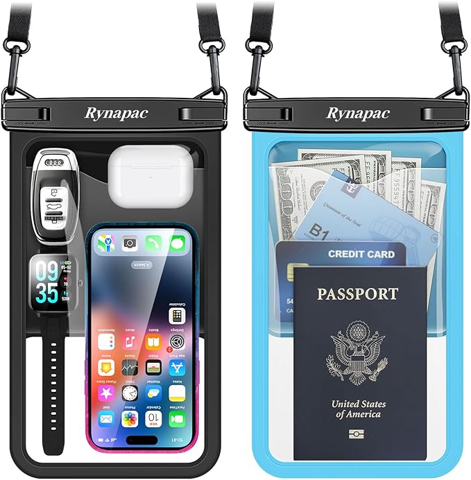 [Up to 10"] Large Waterproof Phone Pouch Bag - 2 Pack Waterproof Phone Case for iPhone 16 15 14 Pro Max Galaxy S25 S24 Ultra, IPX8 Cellphone Water Protector Pouch Beach Essentials Travel Must Haves