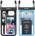 [Up to 10"] Large Waterproof Phone Pouch Bag - 2 Pack Waterproof Phone Case for iPhone 16 15 14 Pro Max Galaxy S25 S24 Ultra, IPX8 Cellphone Water Protector Pouch Beach Essentials Travel Must Haves