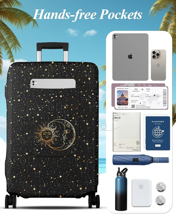 Slohif Luggage Cover for Suitcase Tsa Approved Protector - Luggage Sleeve Large Suit Case Cover Travel Stretch Baggage Case Protective Washable Fit 21-23 Inch Sun S