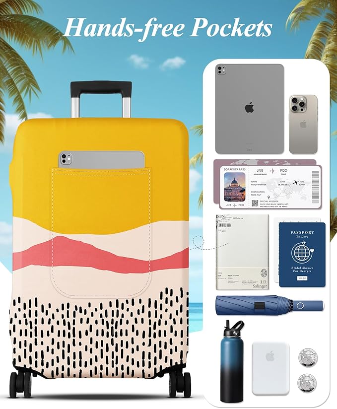 Slohif Luggage Cover for Suitcase Tsa Approved Protector - Luggage Sleeve Large Suit Case Cover Travel Stretch Baggage Case Protective Washable Fit 31-32 Inch Patchwork XL