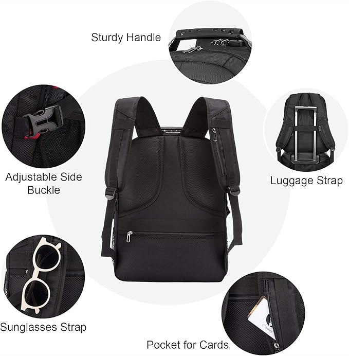 LOVEVOOK Large Backpack for Men 18 inch Heavy Duty Backpack Big Travel Backpack Large Capacity Laptop Backpack with USB Port Waterproof for Business Work (18.4 inch,Black)