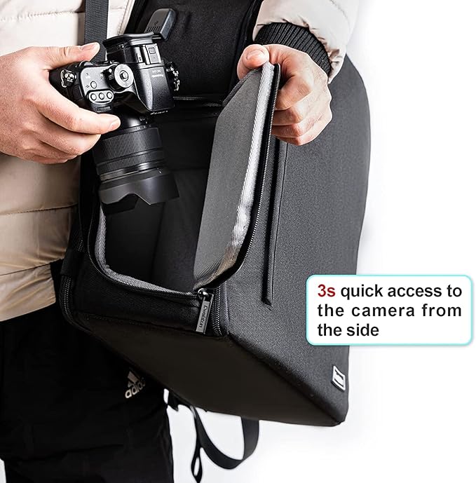 Cwatcun Professional Camera Backpack - Waterproof DSLR/SLR/Mirrorless Camera Case - Compatible with Sony, Canon, Nikon - Large Black
