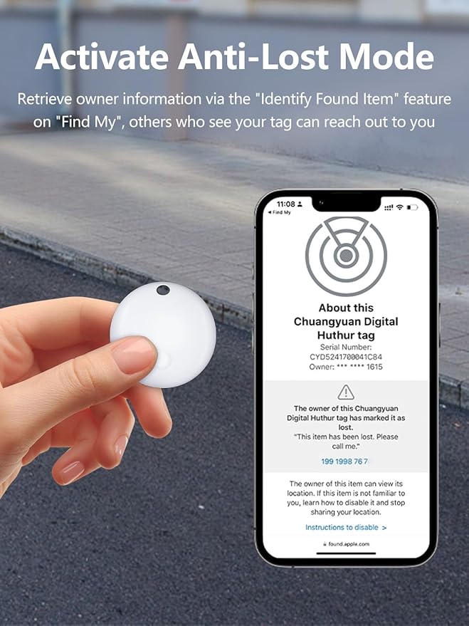 Tracker Tags, Item Finder Work with Apple Find My (iOS Only), Tracking Device Locator Smart Tag for Luggage, Keys, Wallet, Bike, Pets, Bags (White, 4 Pack)
