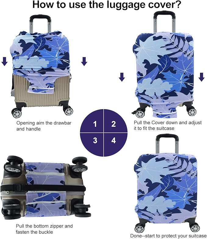 Travel Luggage Cover, Suitcase Protector Bag Fits 29-30 Inch Luggage Bluemaple