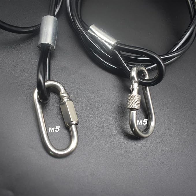 5FT 6mm Stainless Steel Security Cable Lock,Braided Steel Vinyl Coated Safety Cable Luggage Lock,Flexible Steel Cable Security Wire Rope Double Loop,Green