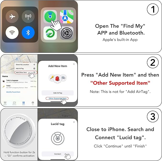 2025 New [Apple MFi Certified] (iOS Only) Air Tracker Tags-4 Pack, Bluetooth Tracker for Apple Find My, Replaceable Battery, Key Finder and Item Locator Smart Tag for Keys, Bags, Luggage, Pet (White)