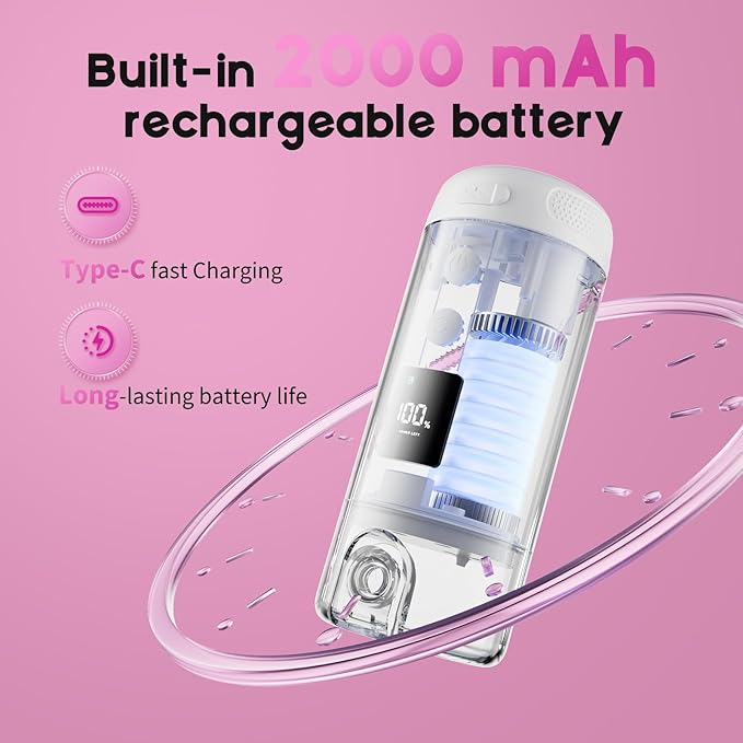 Peri Bottle for Postpartum Care-250ml Portable Bidet for Travel with 5 Sprayer Modes,2000mAh Rechargeable Electric Bidet with 8 Replaceable Nozzles for Perineal Care & Post-Surgery Care(White Purple)