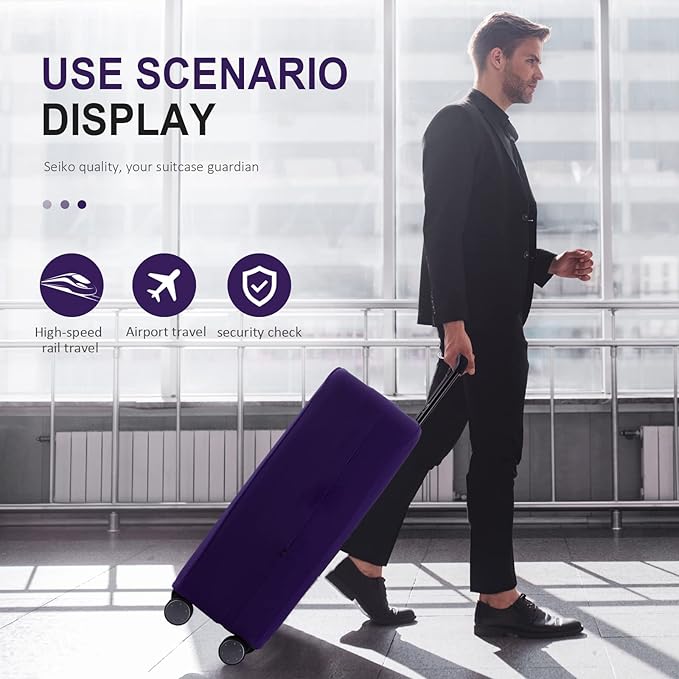Travel Luggage Cover Suitcase Protector Scratch-Resistant Fit 19-31 Inch Suitcase, Not Included Suitcase (Purple, SX(22-23 inch))