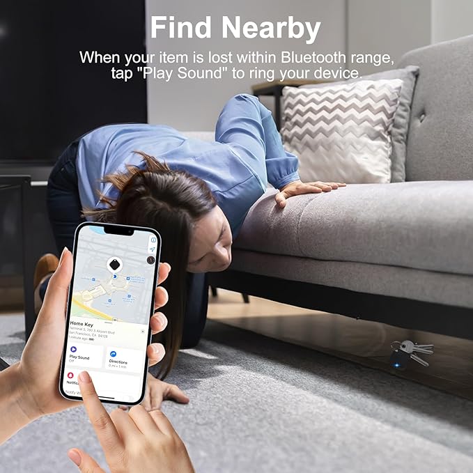 Bluetooth Tracker Tag 2 Pack, Work with Apple Find My (iOS Only, Not for Android), Item Finder for Keys, Backpack, Suitcase, Wallet, Luggage, Black