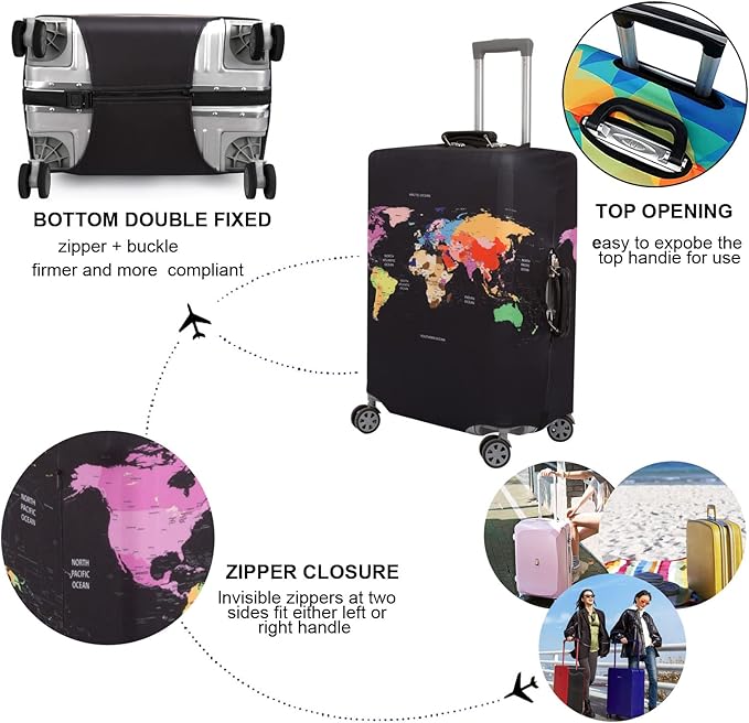 MosaiRudo Thicker Luggage Cover Elastic Suitcase Cover Protector Fits 18-32 Inch Suitcase Travel Accessories (Rainbow, XL)