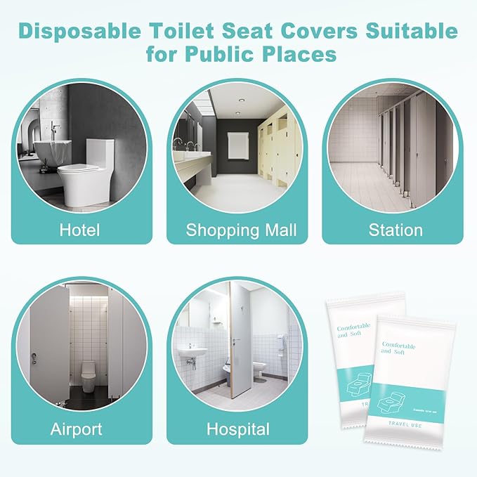 100 Packs Toddler Toilet Seat Covers Disposable, Disposable Toilet Seat Covers for Travel Waterproof Non-Woven, Travel Essentials for Kids Toddlers Potty Training (Individual Package)