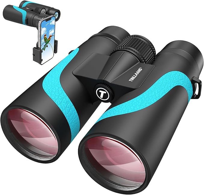 15x55 HD Binoculars for Adults – High Powered Large View, BAK4 Prism, Waterproof & Lightweight for Bird Watching, Hiking, Travel, Cruise, Sports with Phone Adapter (Blue)