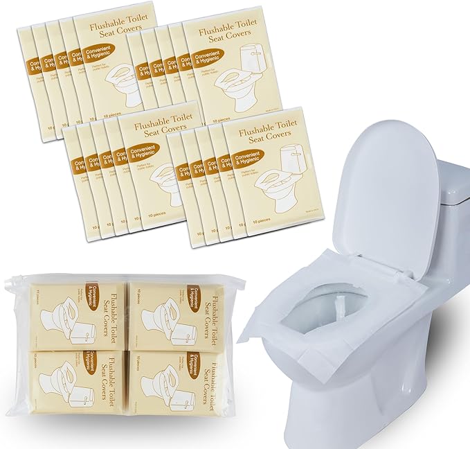 Disposable Toilet Seat Covers Pack of 200 XLarge Flushable Paper Travel Toilet Seat Covers for Adults and Potty Training, Premium Toilet Seat Liners for Public Restrooms