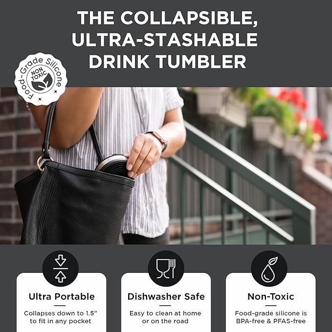 HYDAWAY 16oz Collapsible Tumbler - BPA-Free, Reusable Silicone Cup with Lid & Insulating Sleeve - Perfect for Coffee, Travel, and Everyday Use