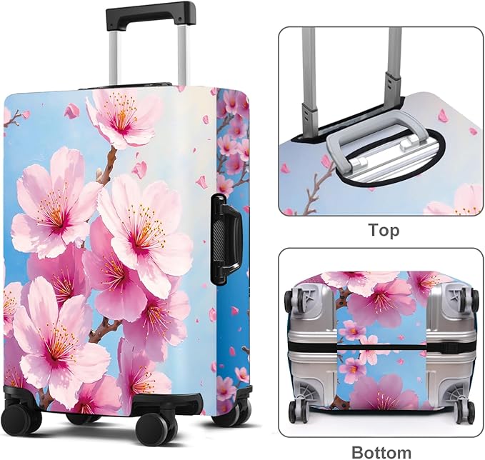 Luggage Cover Washable Suitcase Protector Anti-Scratch,Stretchable Fit for 20-34Inch Luggage Durable Travel Bag Cover with Zipper Closure (Peach blossom, XL(fits 32-34Inch suitcase))