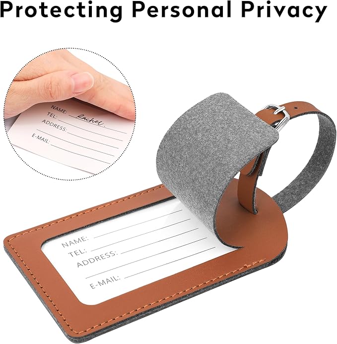 Luggage Tags for Suitcase Travel Bag Labels Privacy Protection Luggage Tag for Baggage PVC Baggage ID Label Tags 2 Pack Yellow+Brown