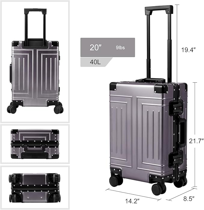 All Aluminum Magnesium 28inch Luggage，Cut from Whole Aluminum Sheet（3rd Generation,Premium Metal zipperless suitcase ） (grey, 28inch)
