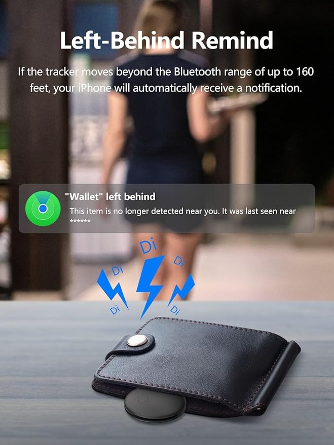Tracker Tags, Item Finder Work with Apple Find My (iOS Only), Tracking Device Locator Smart Tag for Luggage, Keys, Wallet, Bike, Pets, Bags (Black, 1 Pack)